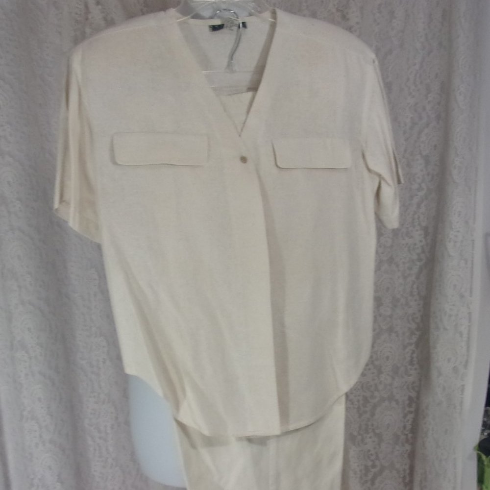Vintage Dry Silk Natural Pant Suit Size M